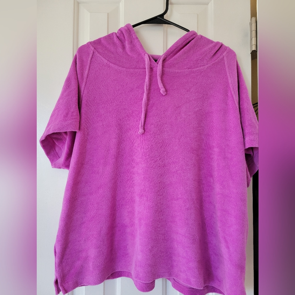 Time and Tru Terrycloth Hooded short sleeve shirt